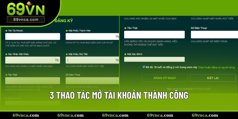 3 thao tác mở tài khoản thành công
